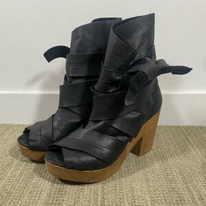 Free People Black Leather Clog Boot Size 36 (US 6)